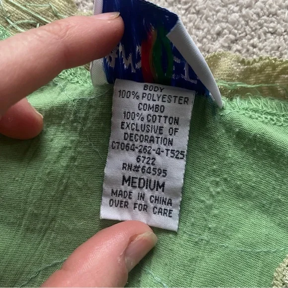 Vintage Kids Y2K boho green sequin long sleeve medium blouse - Picture 6 of 10